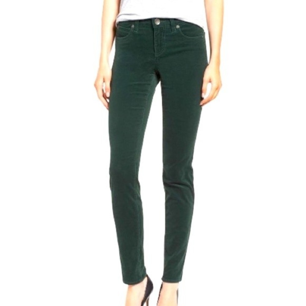 Kut from the Kloth Diana Stretch Corduroy Skinny Pants green valor Size 6